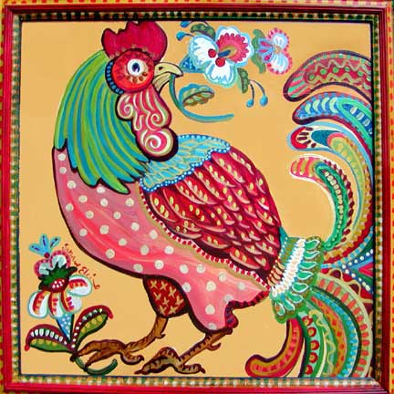 Folk Rooster by Suzanne Etienne